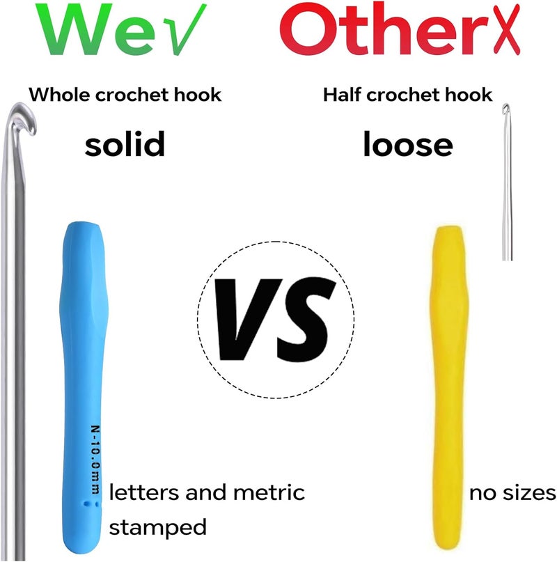 Gerute 10mm Crochet Hook, Ergonomic Crochet Hooks with Soft Rubber Handle and Smooth Glide Head - Lightweight Aluminum Needles for Beginners, Arthritis, Yarn Projects, Long Crafting Sessions (10.0 mm) - Image 5